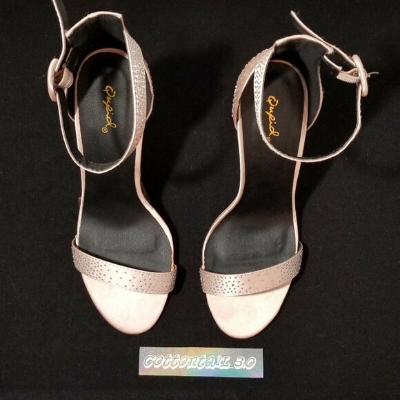 Qupid Women's Heels - Blush / Pink / Nude w/ Crystals - Size 8 - NEW - Picture 3 of 5